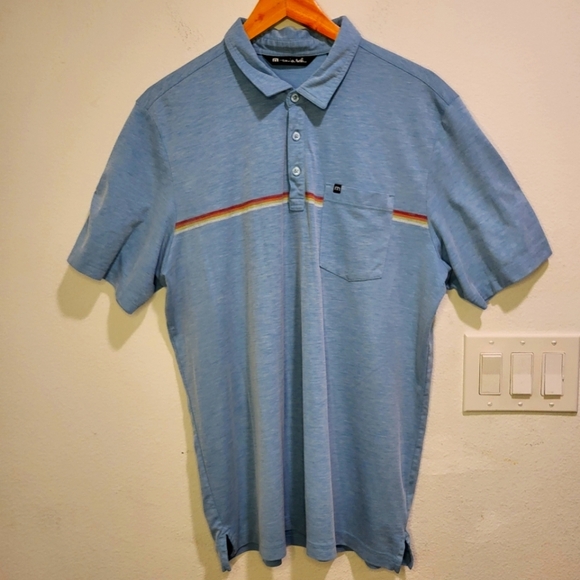 Travis Mathew Cabana Blue Knit Polo Shirt Wrinkle Resident Stretch 1MU116 XL - Picture 2 of 10